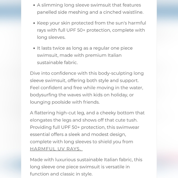 Ocean soul long-sleeved swimsuit The sulawesi midnight size large NWT. - Picture 16 of 16